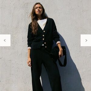 Free People Hailee Cardi Set- Black Cardigan and Pants Set